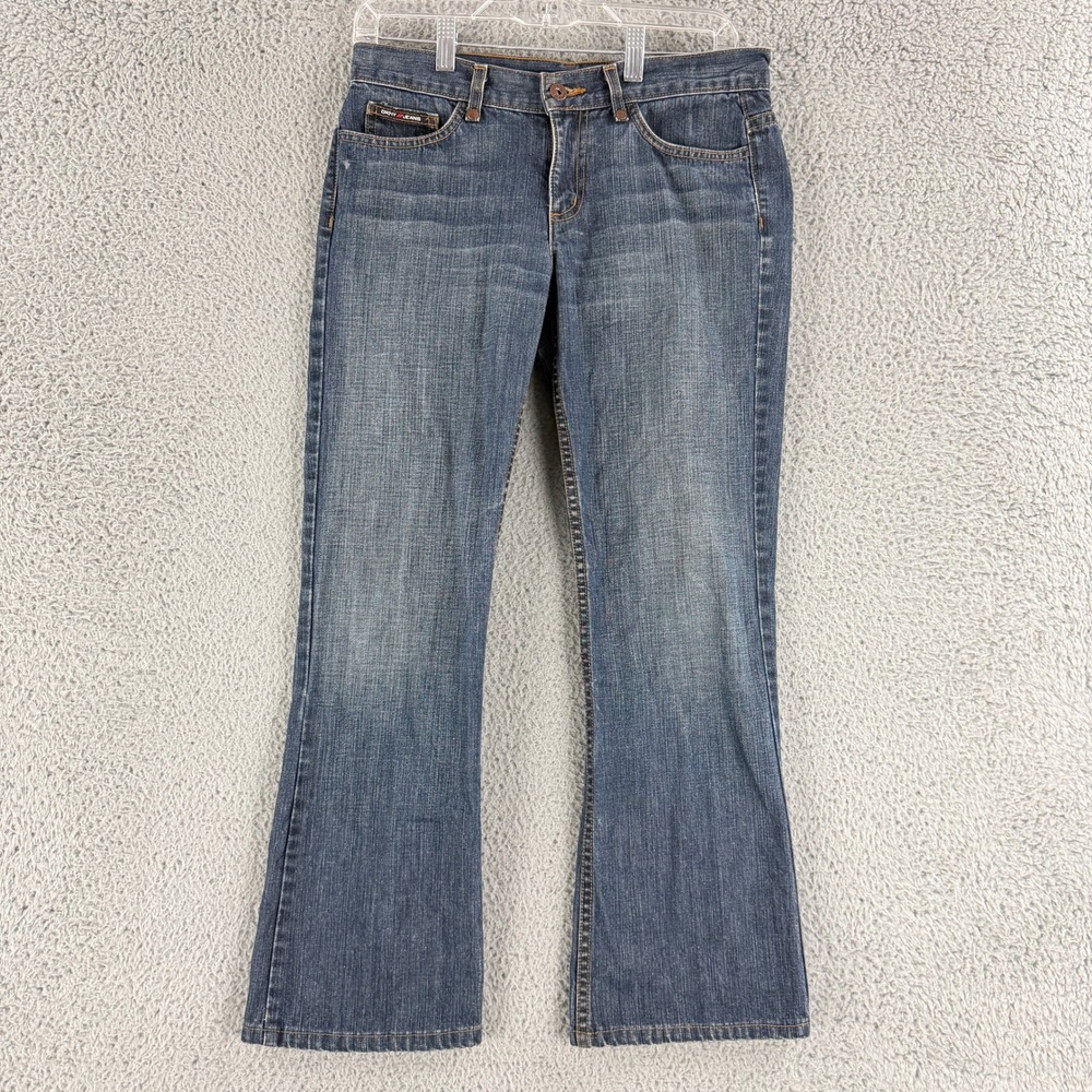 DKNY Jeans So-Low-Lita Women 4R Blue Low Rise Bootcut Denim Y2K Flap Pocket Jean